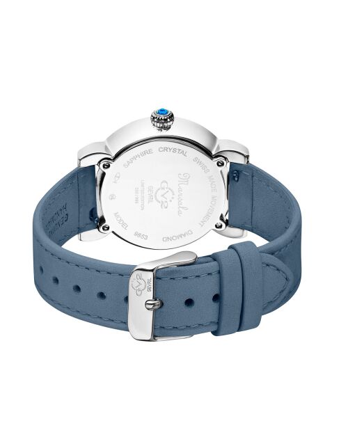 Montre Quartz Femme Marsala Tortoise en Cuir & Diamants 0.063 ct bleu clair