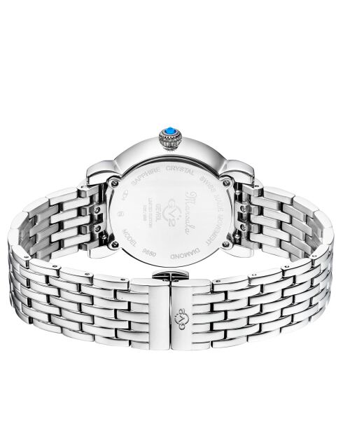 Montre Quartz Femme Marsala Tortoise en Acier & Diamants 0.063 ct argentée
