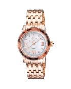 Montre Quartz Femme Marsala Tortoise en Acier & Diamants 0.063 ct rose doré