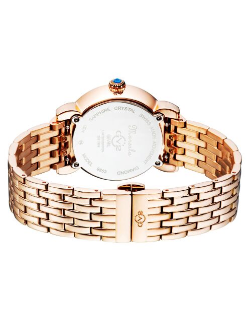 Montre Quartz Femme Marsala Tortoise en Acier & Diamants 0.063 ct rose doré