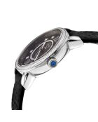 Montre Quartz Femme Marsala en Cuir & Diamants 0.096 ct noire