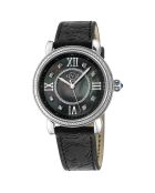 Montre Quartz Femme Marsala en Cuir & Diamants 0.096 ct noire