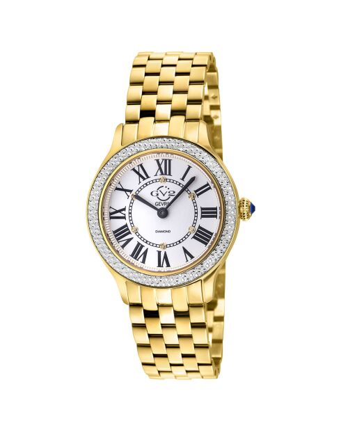 Montre Quartz Femme Milan en Acier & Diamants dorée