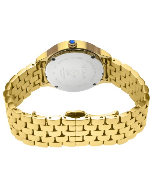 Montre Quartz Femme Milan en Acier & Diamants dorée