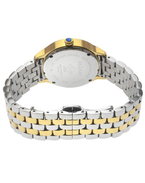 Montre Quartz Femme Milan en Acier & Diamants argenté/doré