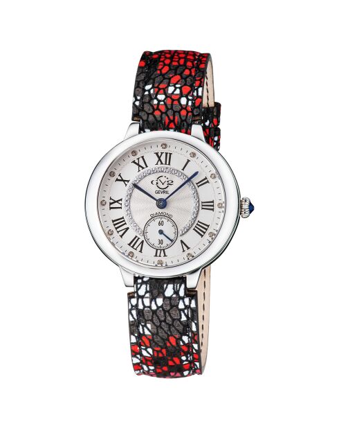 Montre Quartz Femme Rome en Cuir & Diamants 0.06 ct multicolore