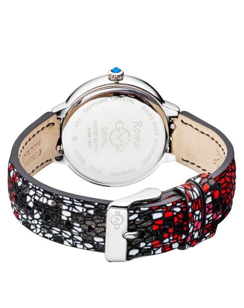 Montre Quartz Femme Rome en Cuir & Diamants 0.06 ct multicolore