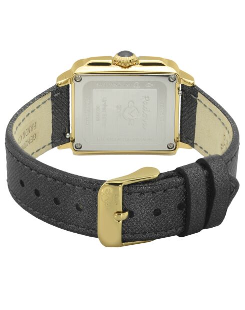 Montre Quartz Femme Padova en Cuir & Diamants 0.015 ct noir anthracite