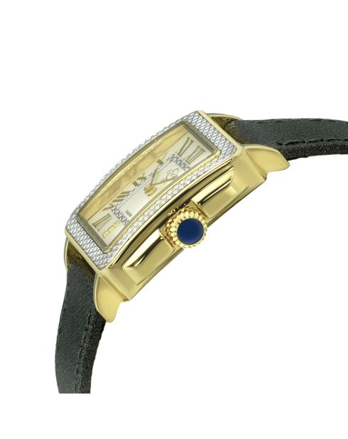 Montre Quartz Femme Padova en Cuir & Diamants 0.015 ct noir anthracite