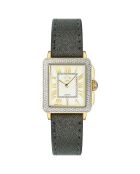 Montre Quartz Femme Padova en Cuir & Diamants 0.015 ct noir anthracite