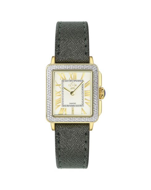 Montre Quartz Femme Padova en Cuir & Diamants 0.015 ct noir anthracite