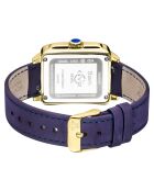 Montre Quartz Femme Padova en Cuir, Diamants 0.012 ct & Pierres semi-précieuses bleue