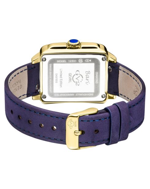 Montre Quartz Femme Padova en Cuir, Diamants 0.012 ct & Pierres semi-précieuses bleue