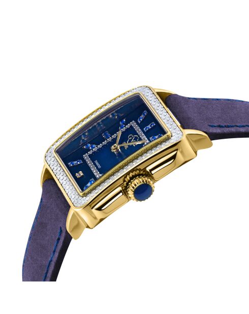 Montre Quartz Femme Padova en Cuir, Diamants 0.012 ct & Pierres semi-précieuses bleue