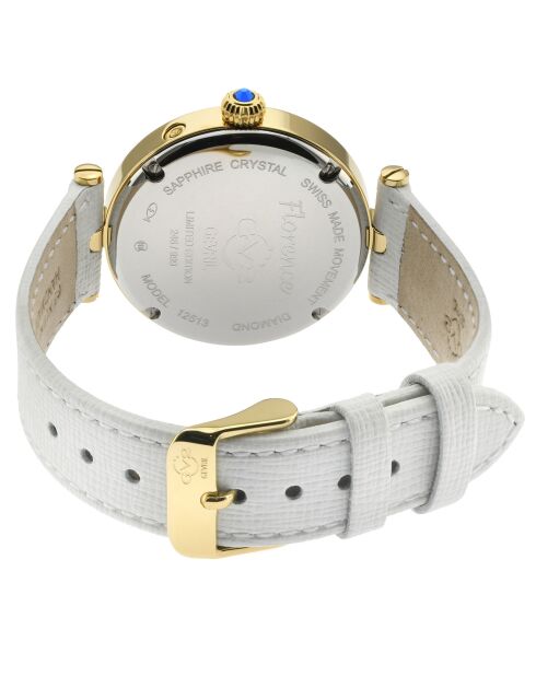 Montre Quartz Femme Florence en Cuir & Diamant 0.009 ct blanche