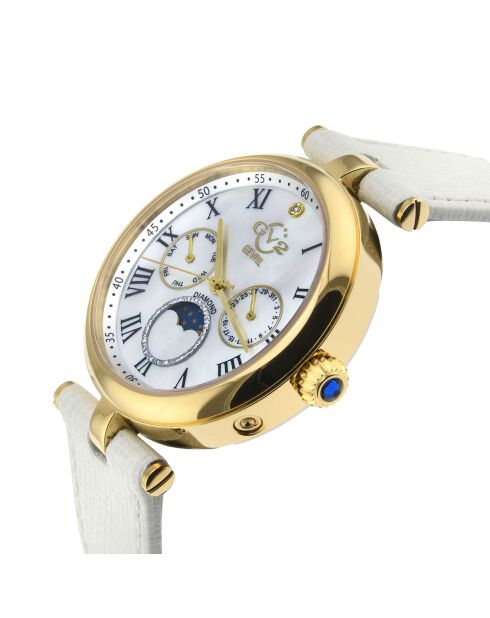 Montre Quartz Femme Florence en Cuir & Diamant 0.009 ct blanche