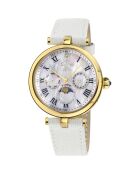 Montre Quartz Femme Florence en Cuir & Diamant 0.009 ct blanche