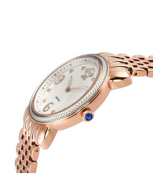 Montre Quartz Femme Ravenna en Acier & Diamants 0.04 ct rose doré