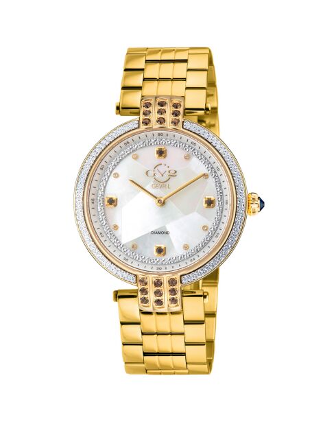 Montre Quartz Femme Matera en Acier & Diamants 0.04 ct dorée