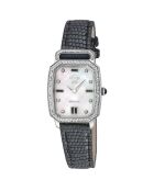 Montre Quartz Femme Pavia en Cuir & Diamants noire