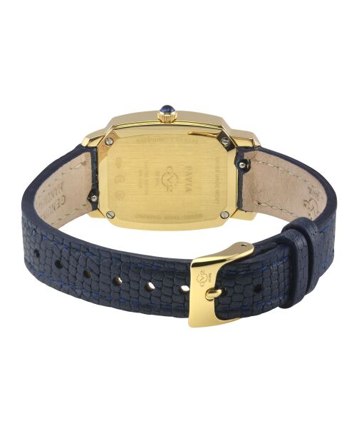Montre Quartz Femme Pavia en Cuir & Diamants bleue