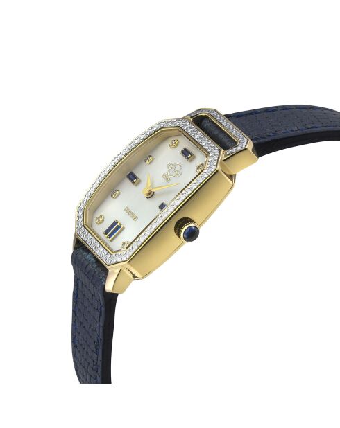 Montre Quartz Femme Pavia en Cuir & Diamants bleue