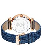 Lombardy kwartshorloge voor dames in leer en diamanten 0,04 kt blauw/goud