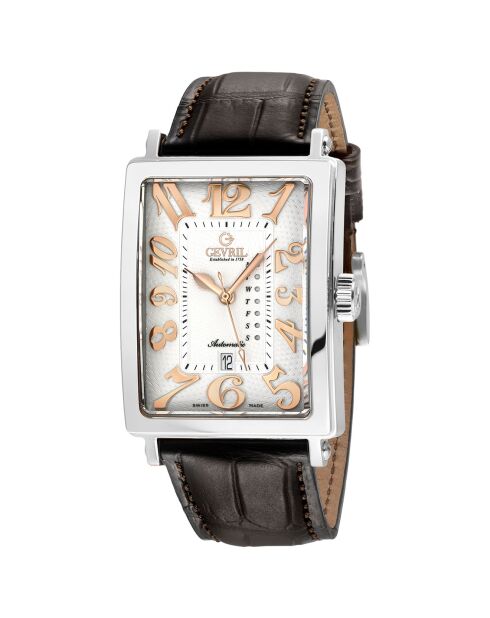 Montre Automatique Homme Avenue of Americas en Cuir marron foncé