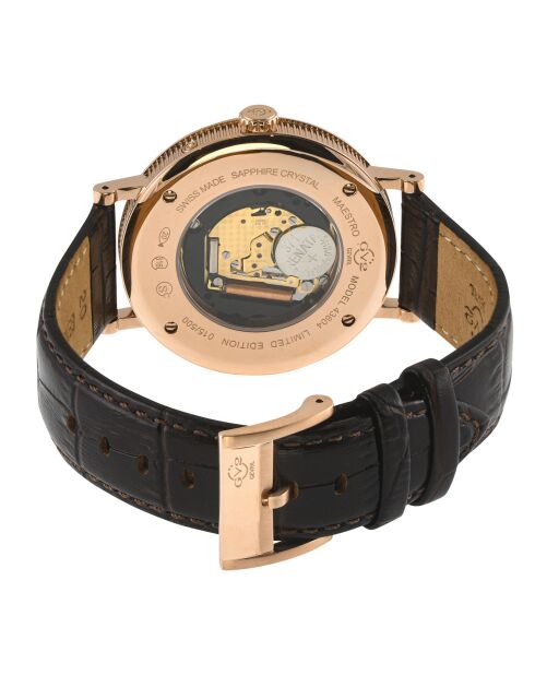 Orologio al quarzo da uomo Maestro in pelle marrone
