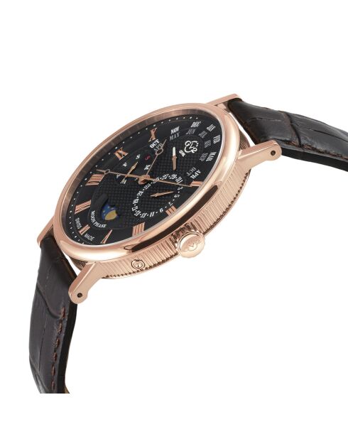 Orologio al quarzo da uomo Maestro in pelle marrone