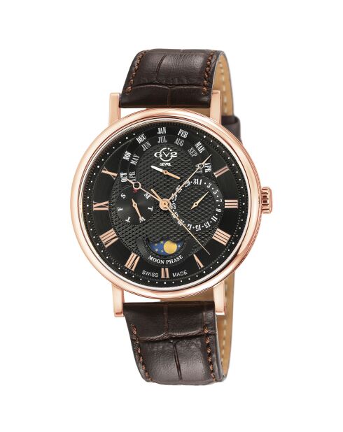 Orologio al quarzo da uomo Maestro in pelle marrone