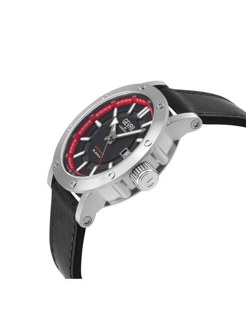 Flat Ironv automatisch herenhorloge van zwart leer