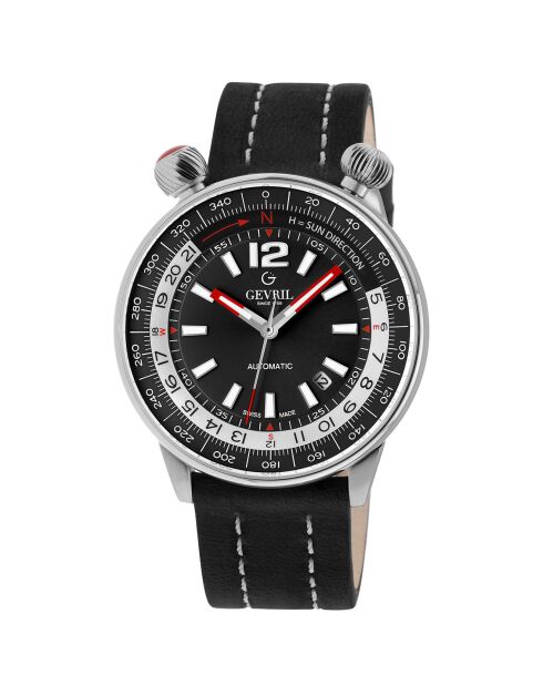 Montre Automatique Homme Wallabout en Cuir noire