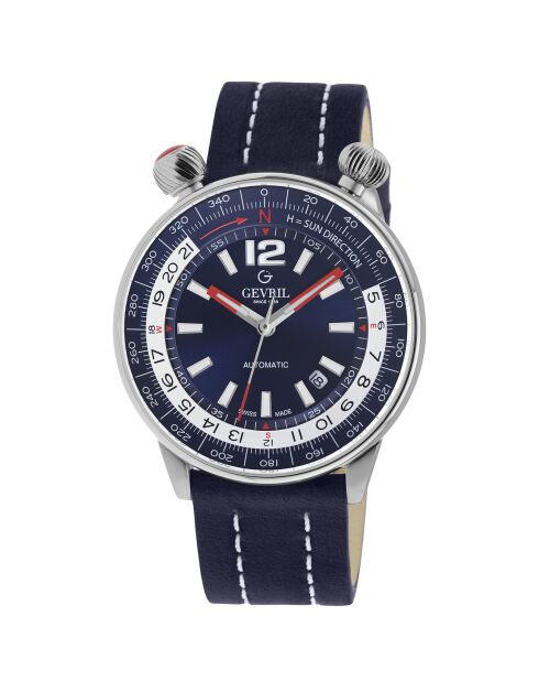 Montre Automatique Homme Wallabout en Cuir bleue