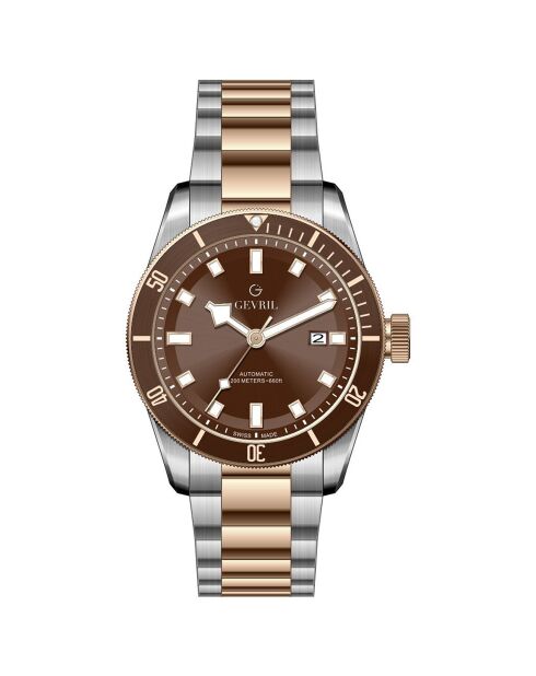 Orologio automatico da uomo Yorkville in acciaio argento/oro rosa