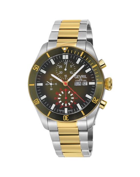 Orologio cronografo automatico da uomo Yorkville in acciaio argento/oro