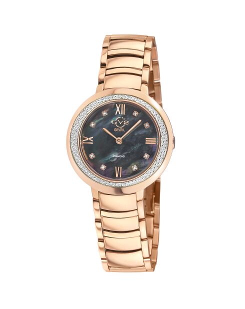 Montre Quartz Femme Amalfi en Acier & Diamants rose doré