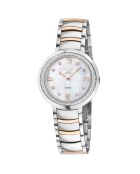 Montre Quartz Femme Amalfi en Acier & Diamants argenté/rose doré