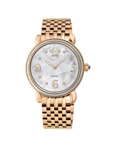 Montre Quartz Femme Ravenna en Acier & Diamants 0.04 ct rose doré