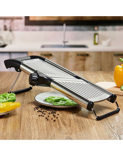 Mandoline Professionnelle réglable en acier inoxydable noir / argente  - 825g