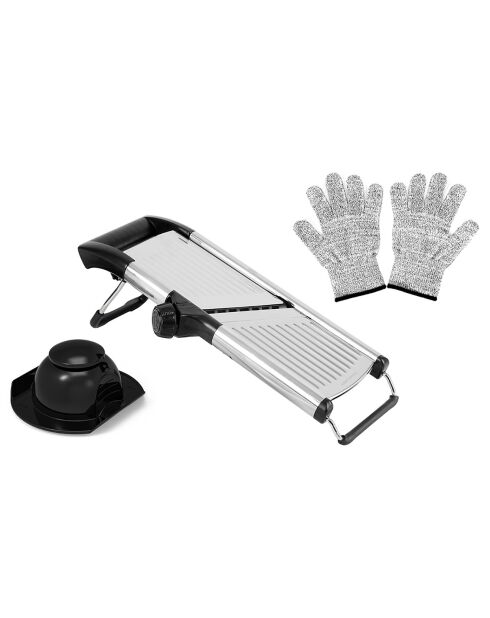 Mandoline Professionnelle réglable en acier inoxydable noir / argente  - 825g