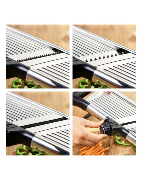 Mandoline Professionnelle réglable en acier inoxydable noir / argente  - 825g