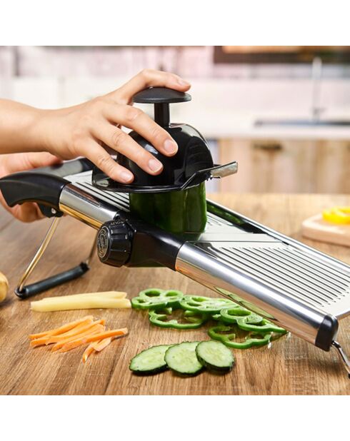 Mandoline Professionnelle réglable en acier inoxydable noir / argente  - 825g