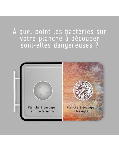 Planche à découper 2 en 1 gris/noir/argenté