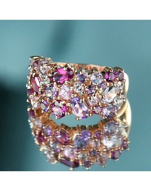 Bague Cotton candy Saphirs 0.31 ct Améthystes 1.02 ct Rhodolites 0.92 ct & Topazes 0.08 ct or rose