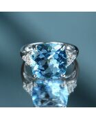 Bague Blue Light Topaze blanche 0.24 ct & Topaze bleue 7.74 ct or blanc