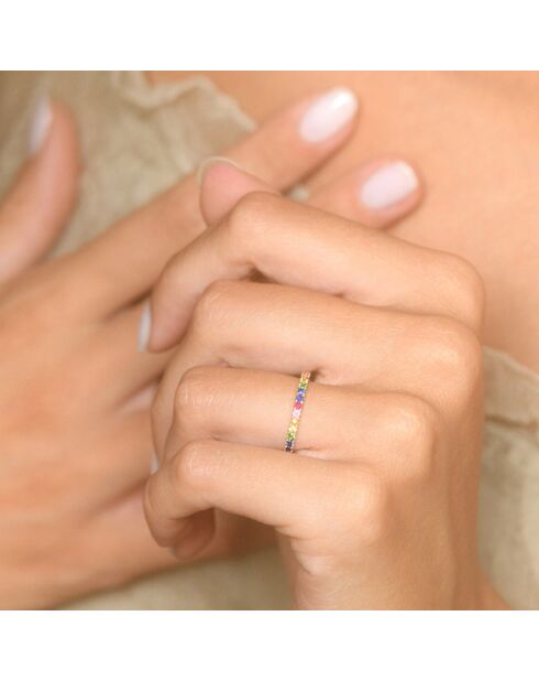 Bague Colorful love Emeraudes 0.04 ct Rubis 0.08 ct Saphirs 0.34 ct or jaune
