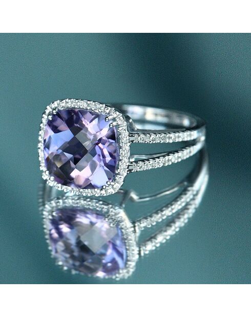 Bague Divine Améthyste 4 ct diamants 0.1 ct or blanc