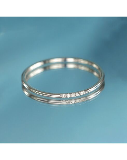 Bague Alliance Humilité Diamants 0.02 ct or blanc