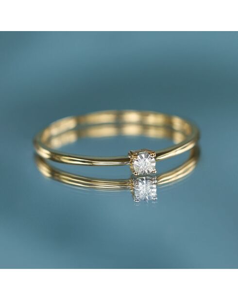 Bague Solitaire Pure Diamant 0.01 ct or jaune